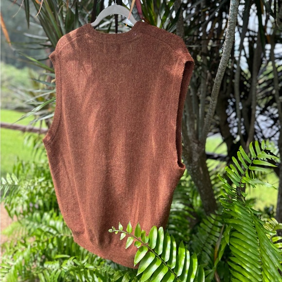 Andean Alpaca Wool Sweater Vest Sleeveless V Neck Rust Color Large - Picture 6 of 9